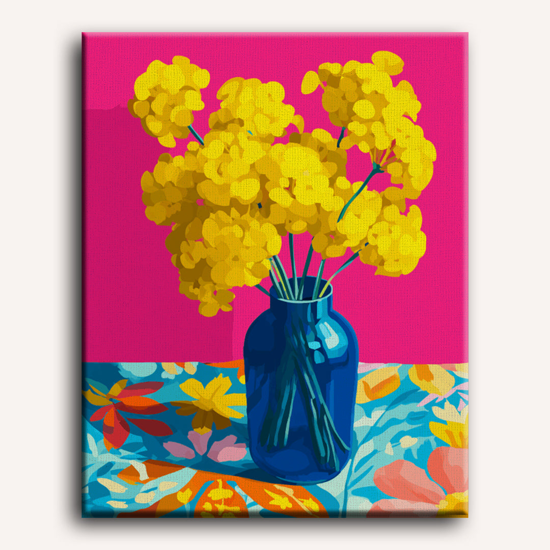 Blue Vase with Sunshine Flowers - Detail 2
