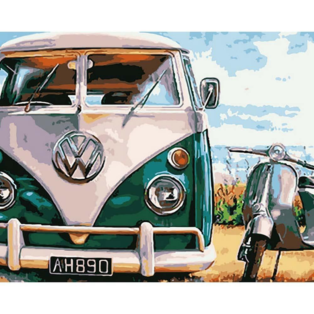 Vintage Bus & Scooter - Paint by Numbers Kit