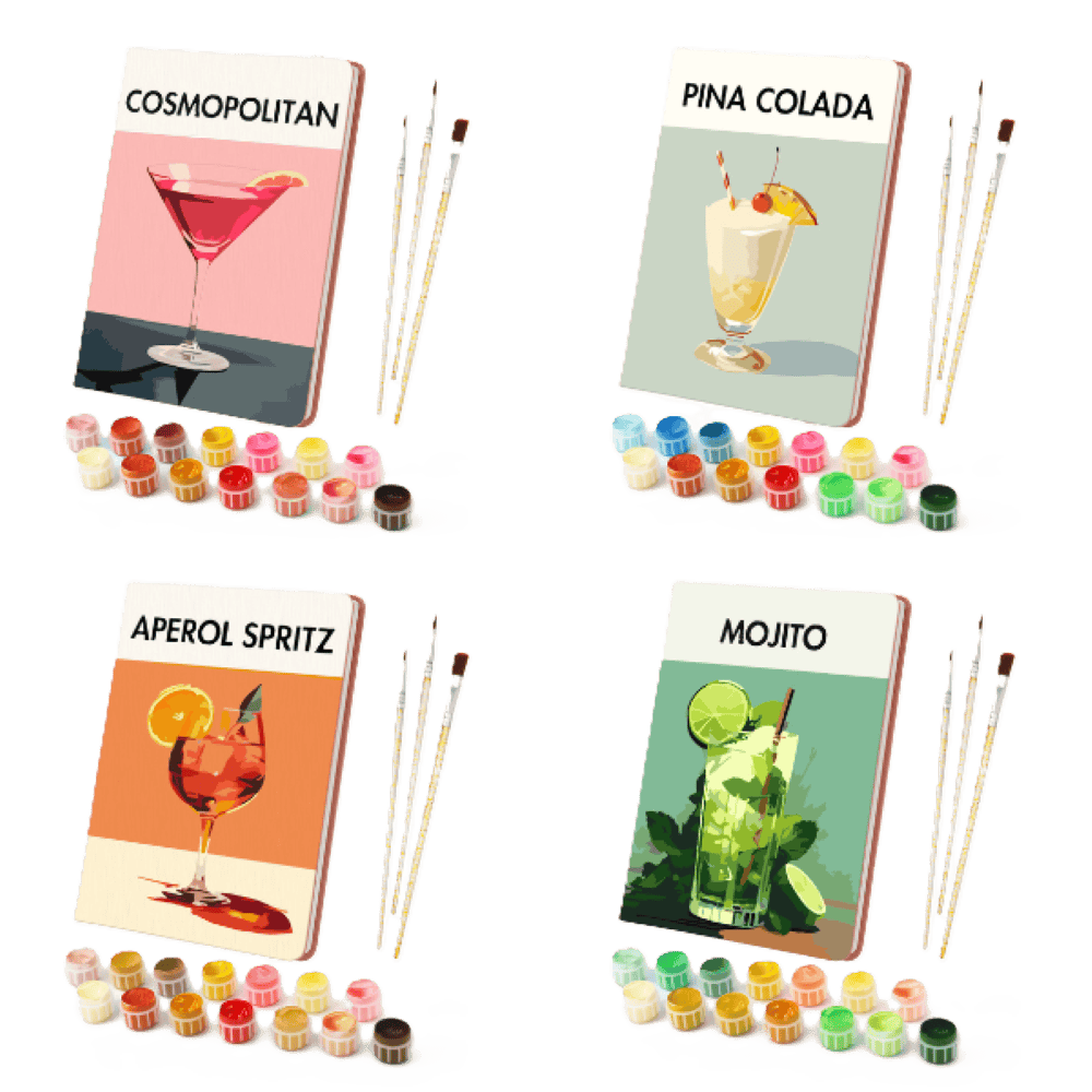 Sip & Sketch: Drink-Themed Notebook - Paint by Numbers Kit