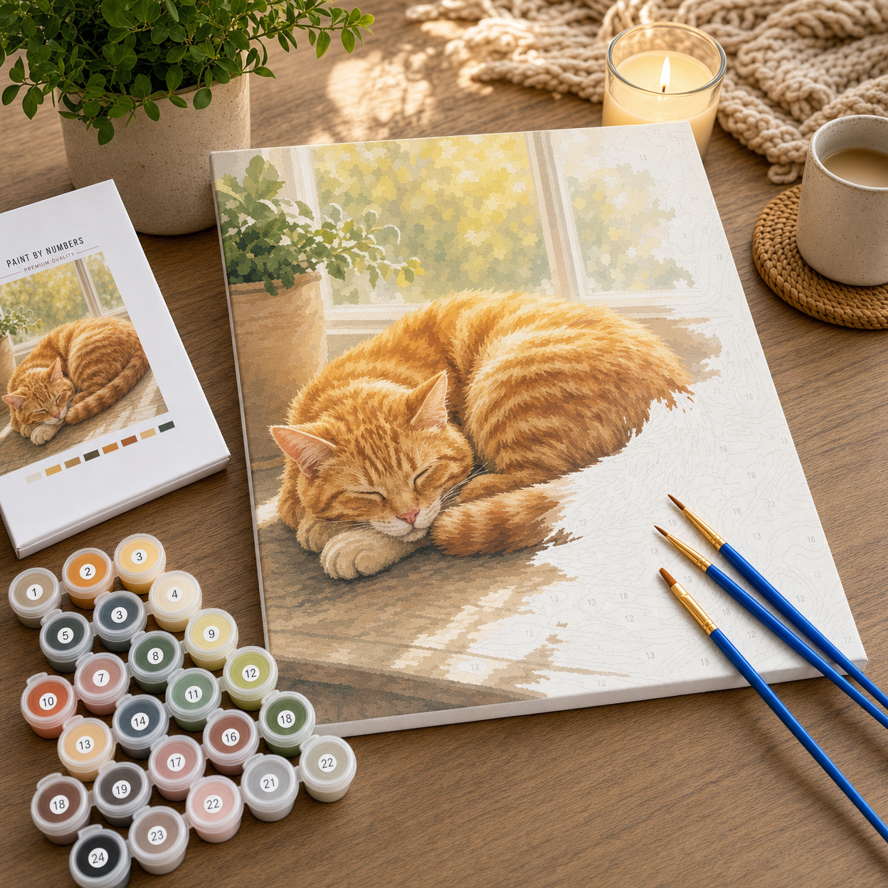 Cozy Cat by the Window Paint by Numbers Kit