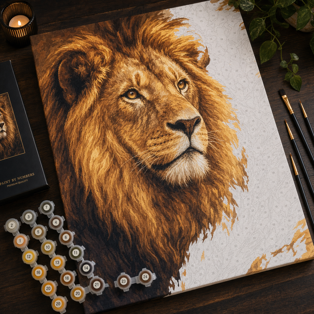 Majestic Lion Portrait Paint by Numbers Kit