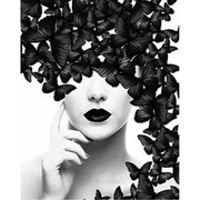Black Butterflies & Elegant Woman - Paint by Numbers Kit