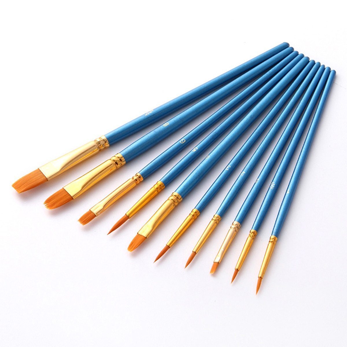 Complete 10-Piece Paintbrush Collection - Paint by Numbers Kit