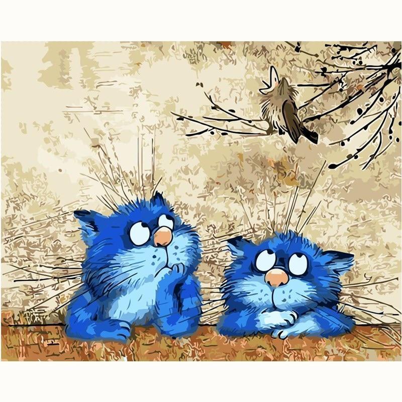 Blue Cats in Harmony - Paint by Numbers Kit