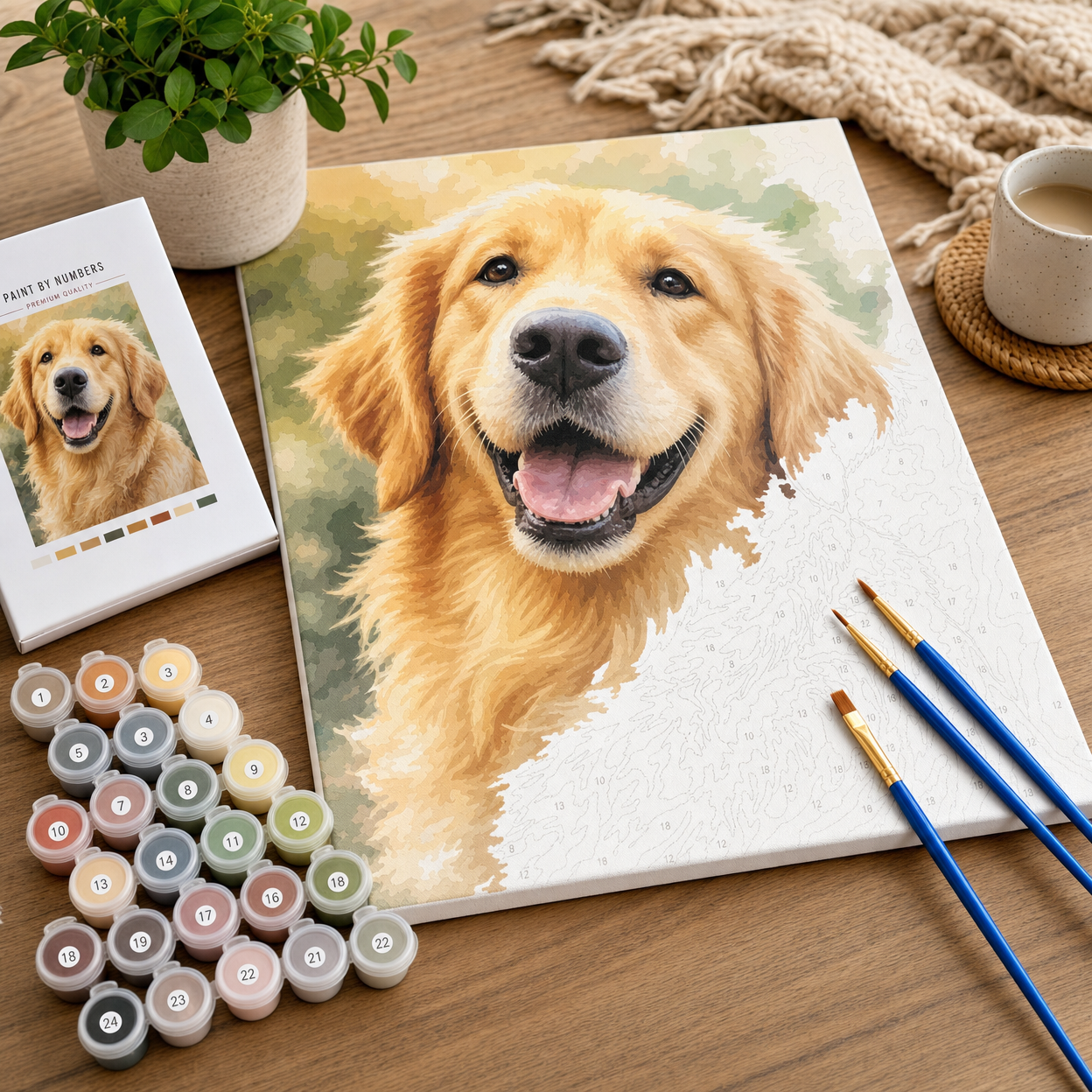 Playful Golden Retriever Paint by Numbers Kit