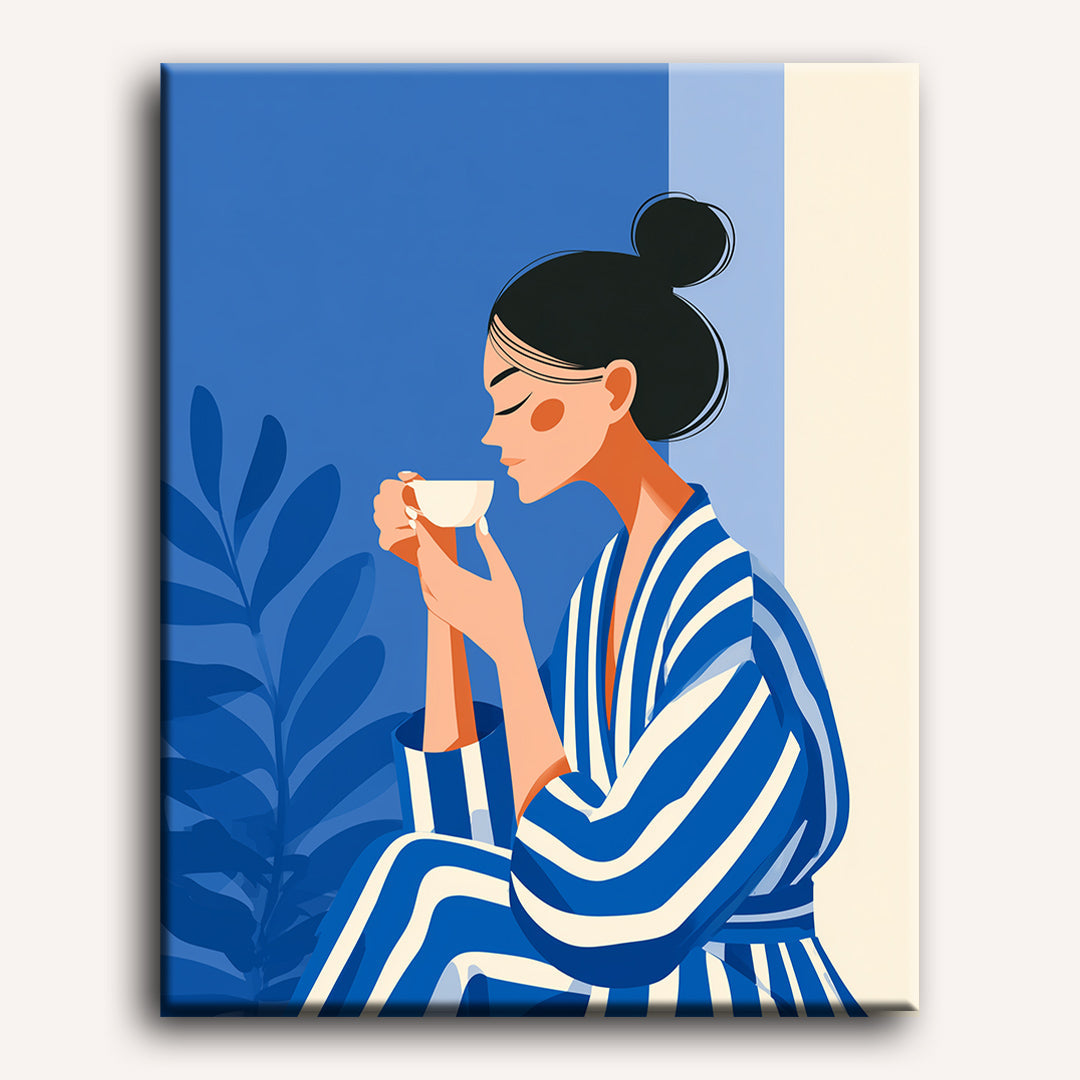 Serene Woman in Blue - Detail 2