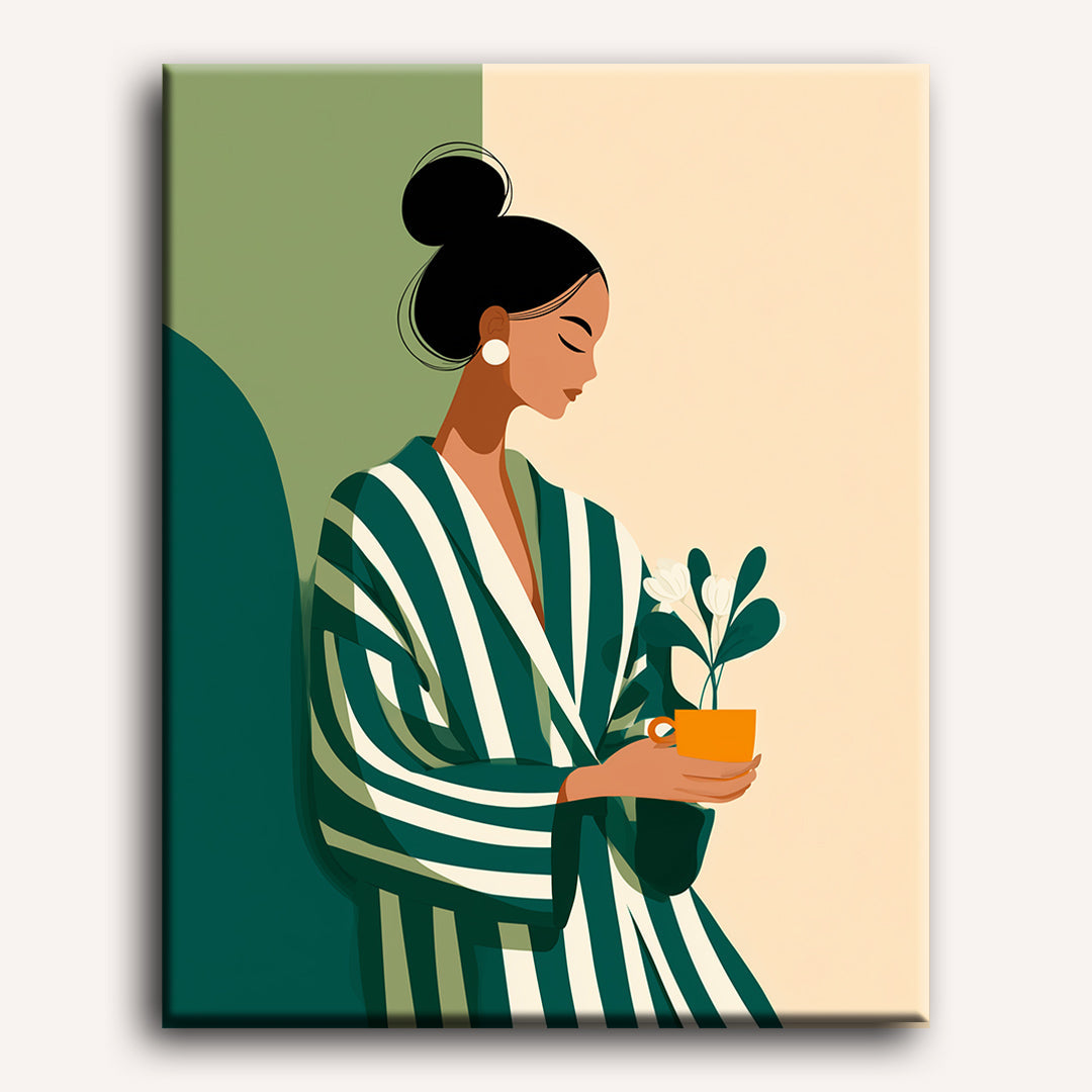 Elegant Woman in Green - Detail 2